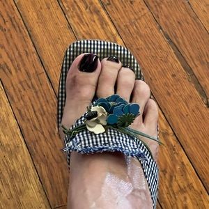 Vintage Prada Gingham and floral sandals. 41. RARE